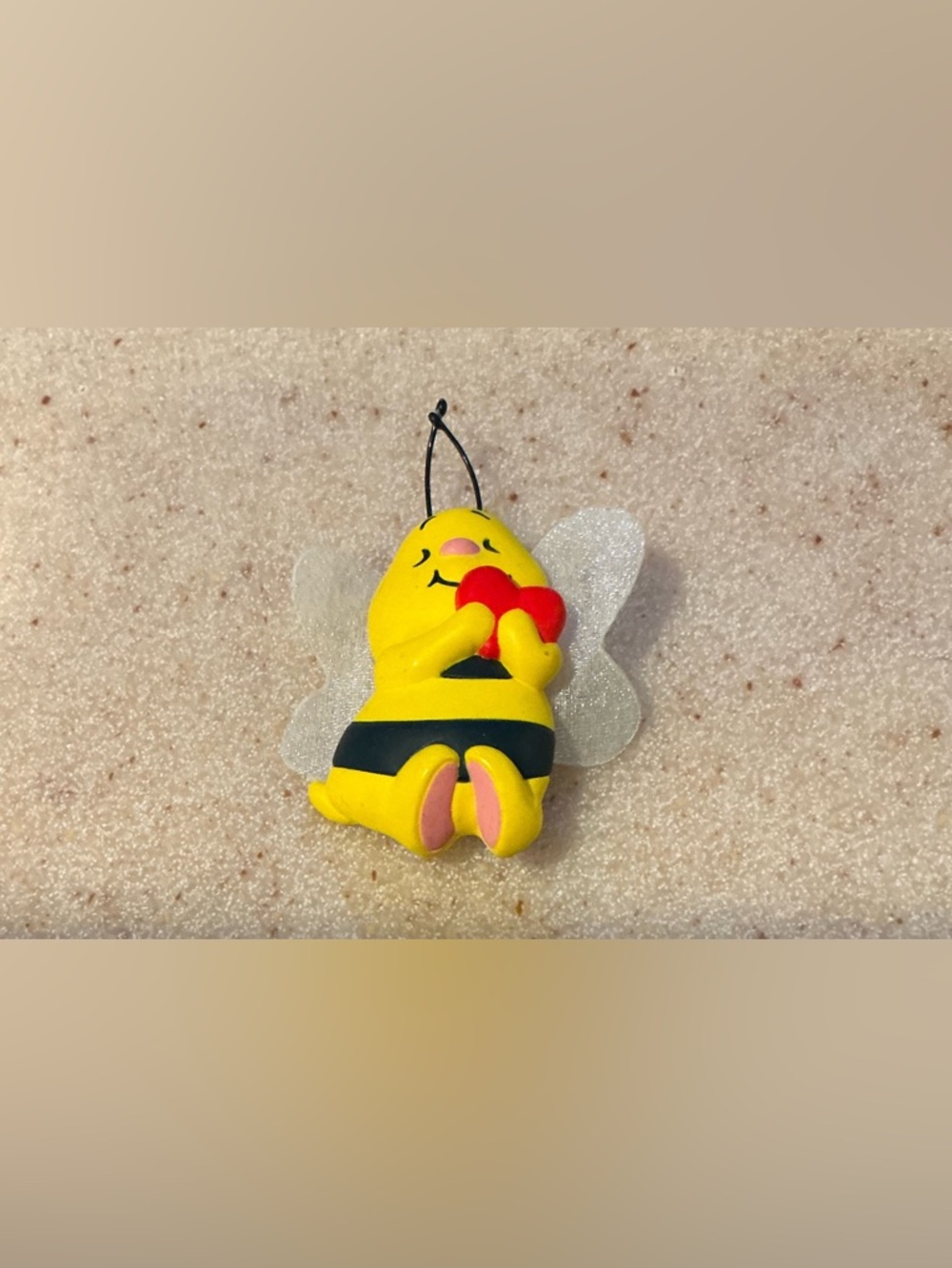 Hallmark Yellow Bee Brooch with Red Heart Accent